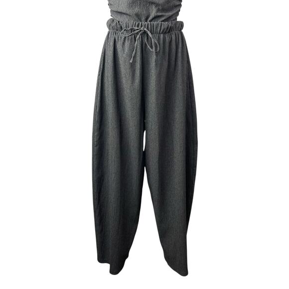 Zara Women's Gray Mock Neck Short Sleeve Top & Wide Tapered Pants Matching Set S - Picture 2 of 6